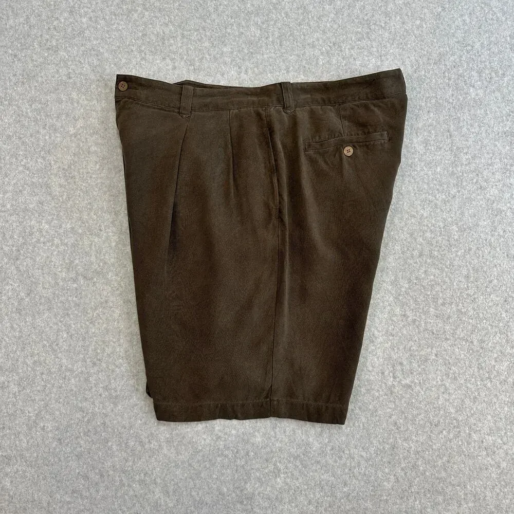 Tommy Bahama Shorts Mens 38 Brown Silk Pleated Relaxed 8